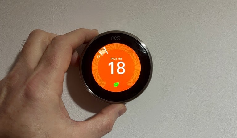Turning the heating up on a Nest thermostat to 18°C