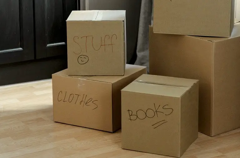 Boxes of tenants belongings