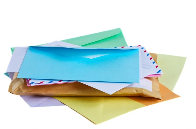 A pile of letters addressed to tenant and landlord