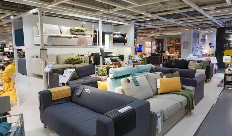 Sofas for sale in a furniture store.